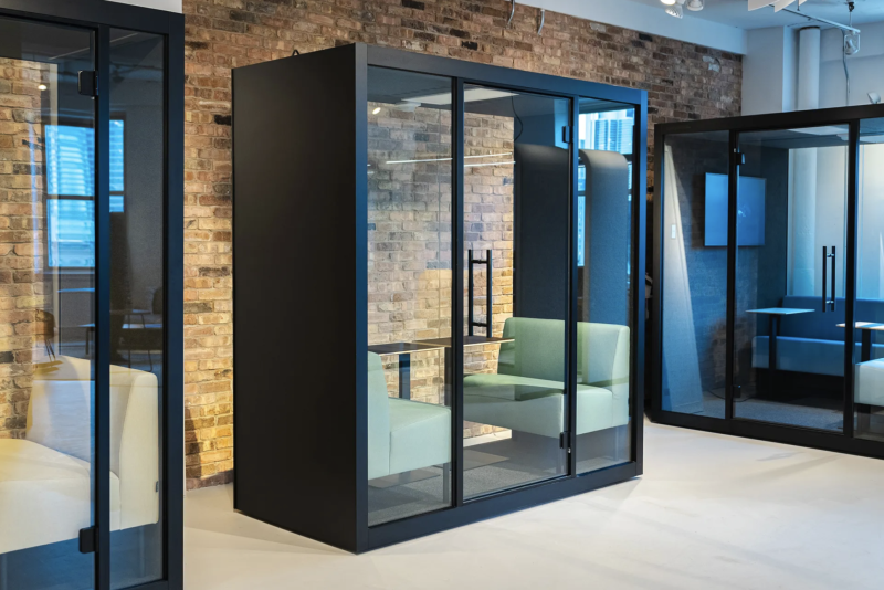 silen chatbox in an open office space